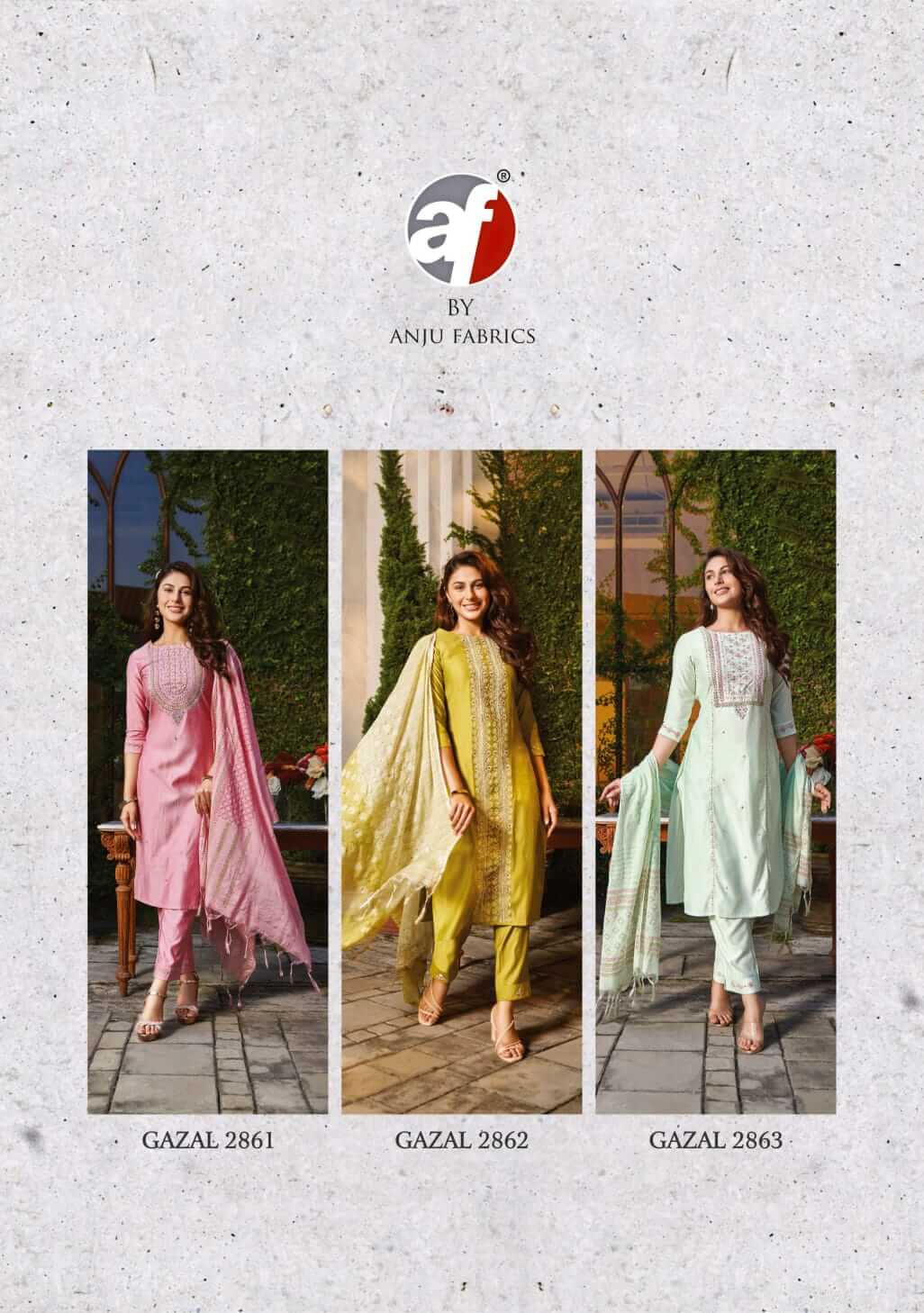 Anju Fabrics Gazal vol 2 Kurti with Pant and  Dupatta collection 9