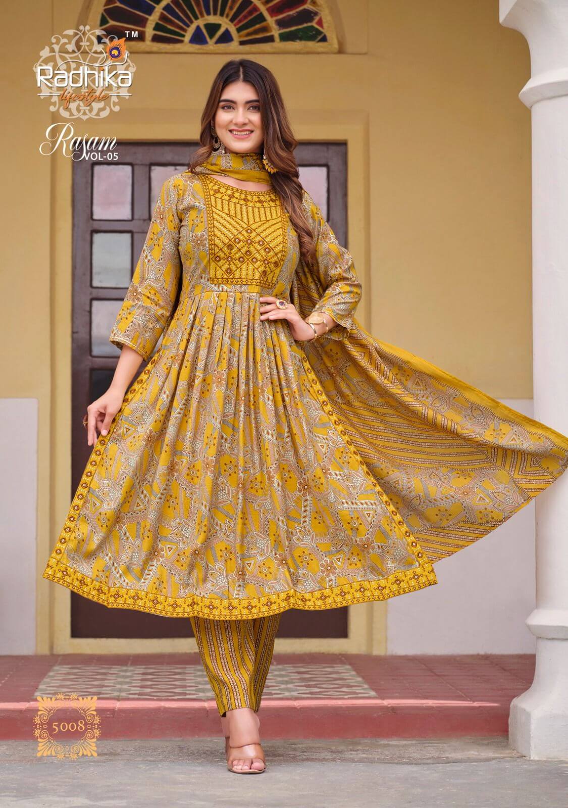 Radhika Rasam Vol 5 Naira Cut Kurti Bottom Dupatta collection 3