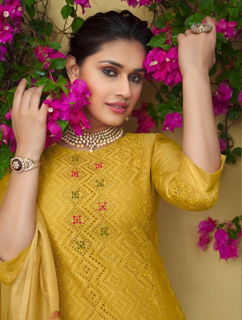 Lily Laly Chikenkari Lucknowi Work Kurti Bottom Dupatta Catalog collection 17