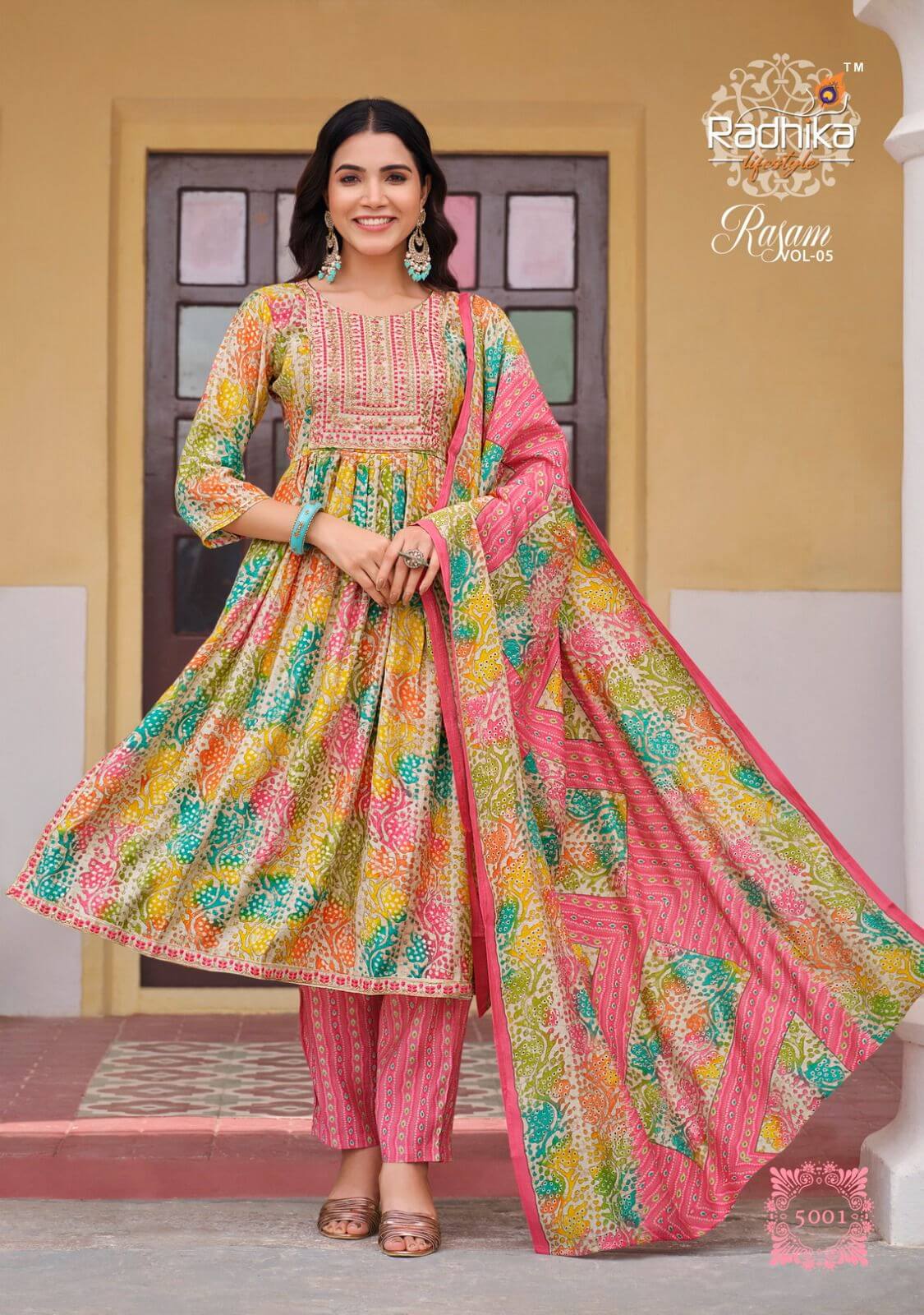 Radhika Rasam Vol 5 Naira Cut Kurti Bottom Dupatta collection 1