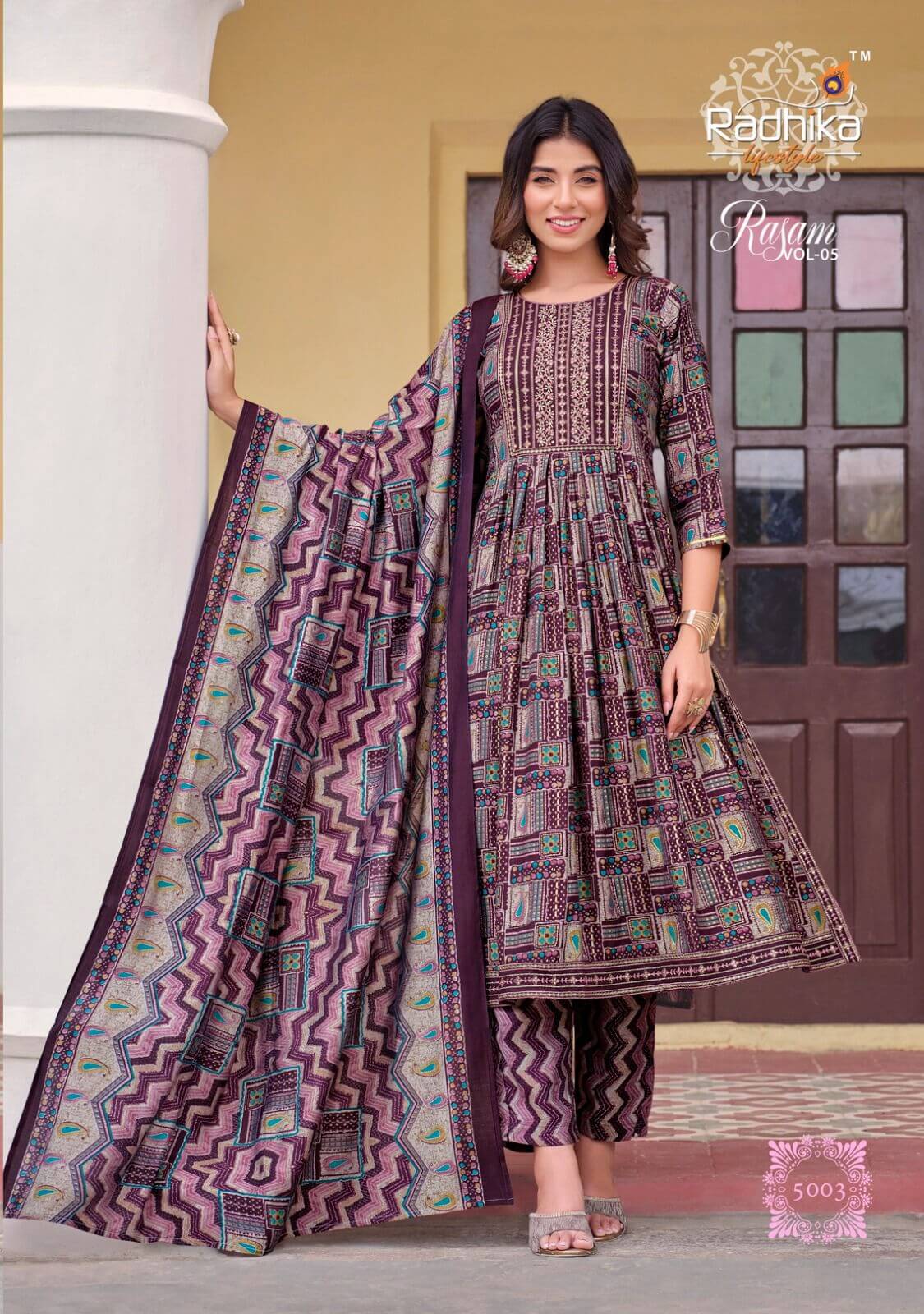Radhika Rasam Vol 5 Naira Cut Kurti Bottom Dupatta collection 8