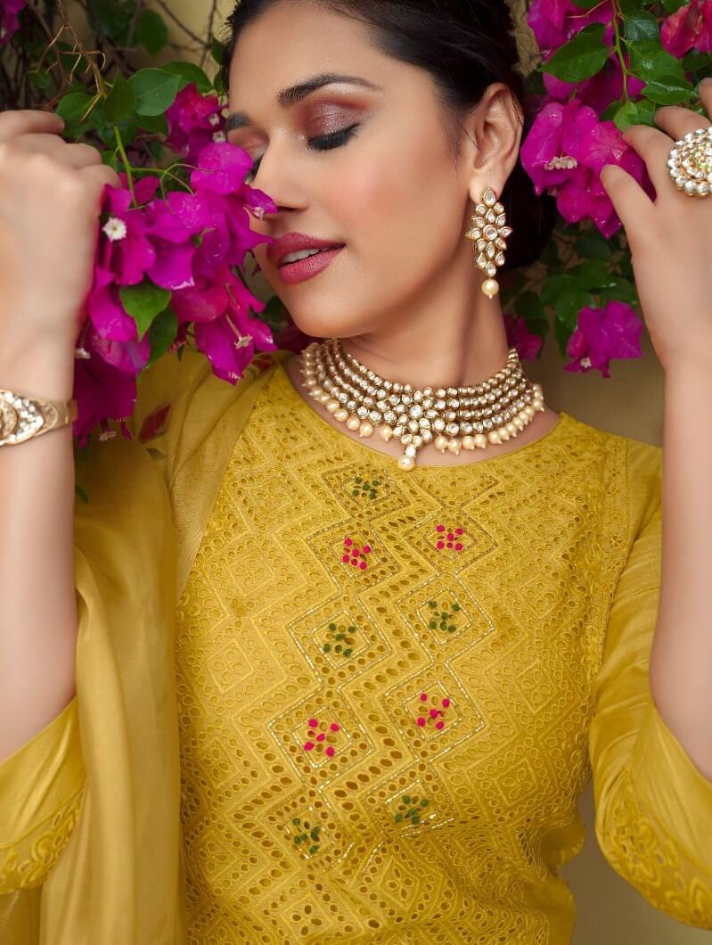 Lily Laly Chikenkari Lucknowi Work Kurti Bottom Dupatta Catalog collection 16