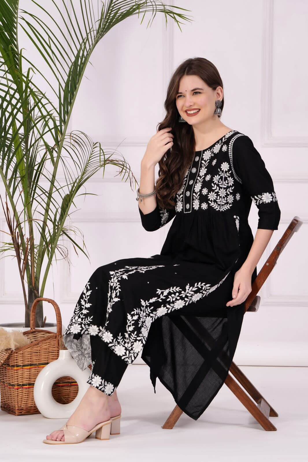 Reevika Black Lucknowi Work Kurti Pant Catalog collection 3