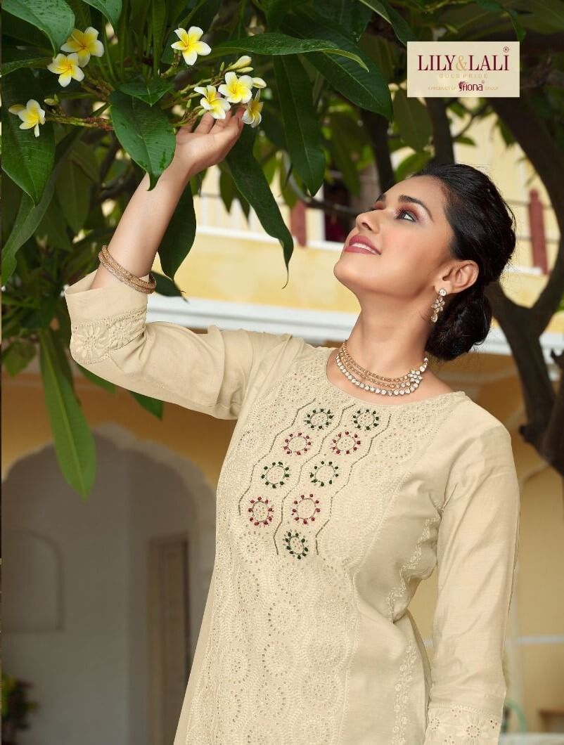 Lily Laly Chikenkari Lucknowi Work Kurti Bottom Dupatta Catalog collection 8