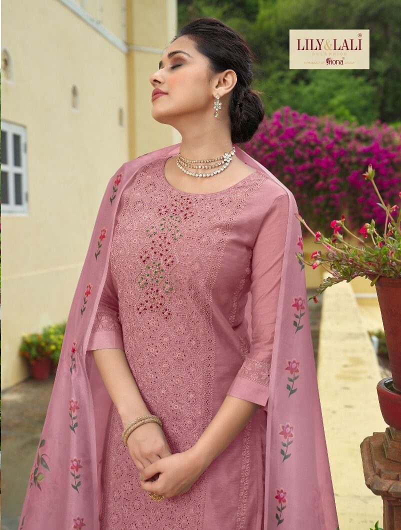 Lily Laly Chikenkari Lucknowi Work Kurti Bottom Dupatta Catalog collection 6