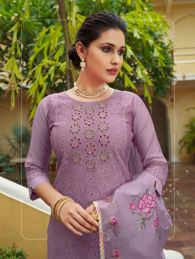 Lily Laly Chikenkari Lucknowi Work Kurti Bottom Dupatta Catalog collection 14