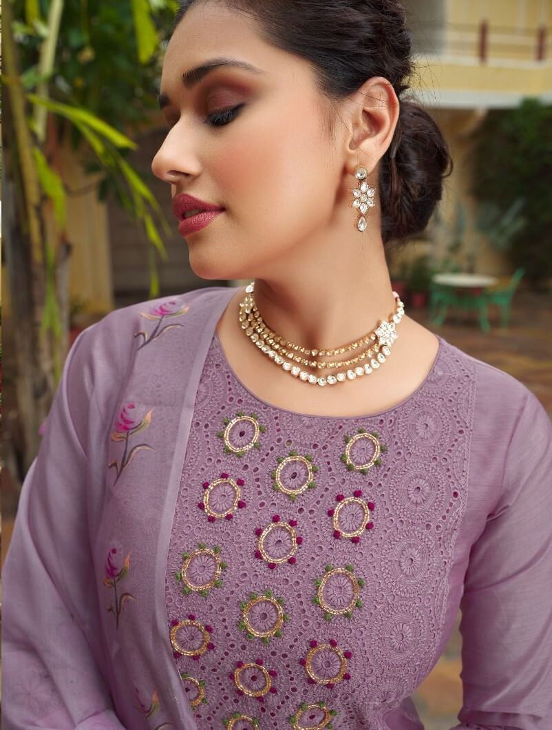 Lily Laly Chikenkari Lucknowi Work Kurti Bottom Dupatta Catalog collection 4