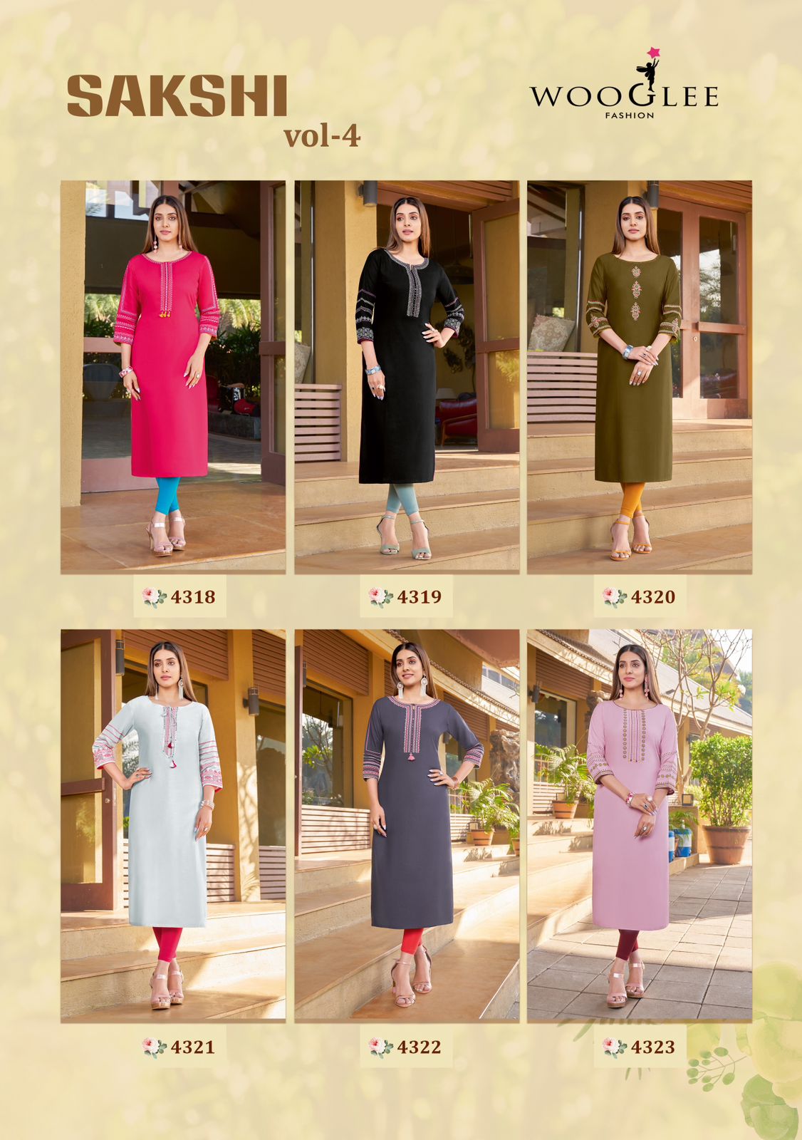 Wooglee Sakshi Vol 4 Embroidery Kurti Catalog collection 7