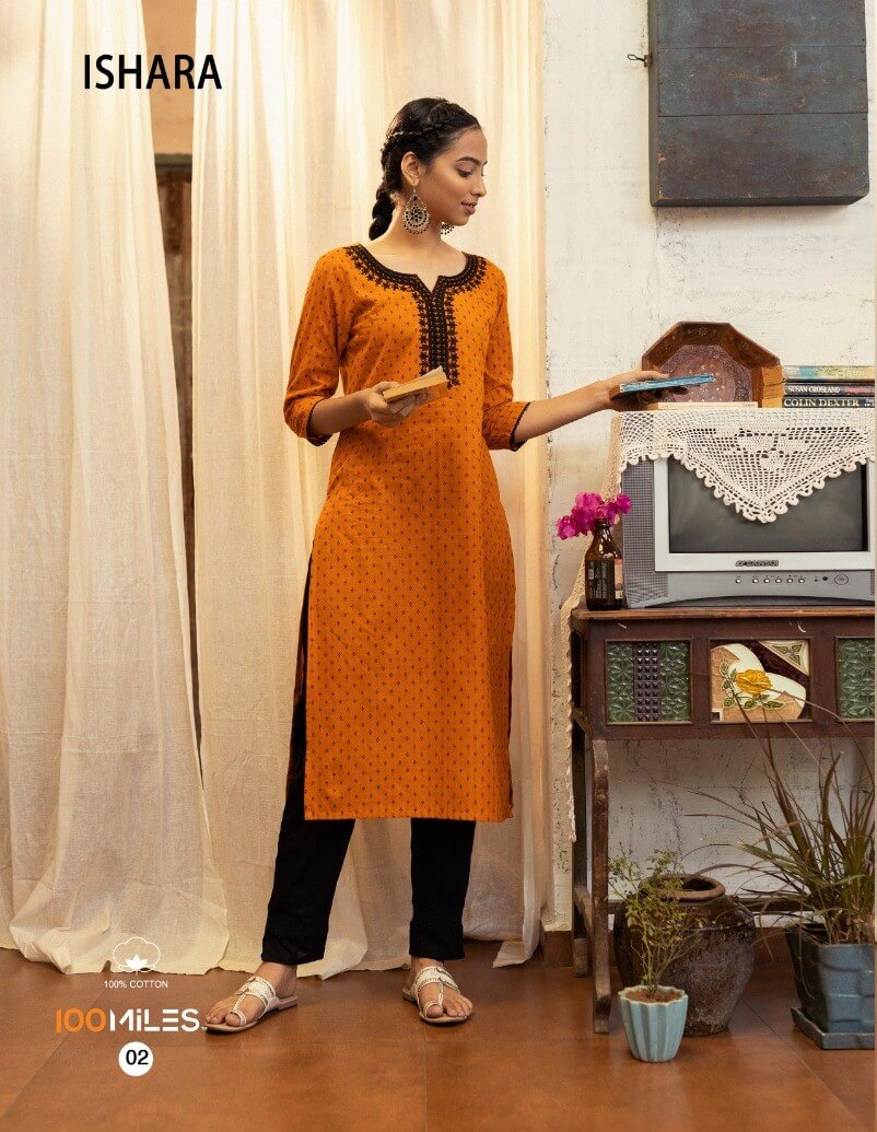 100 Miles Ishara Cotton Kurtis Catalog collection 5