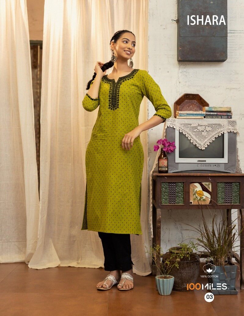 100 Miles Ishara Cotton Kurtis Catalog collection 6