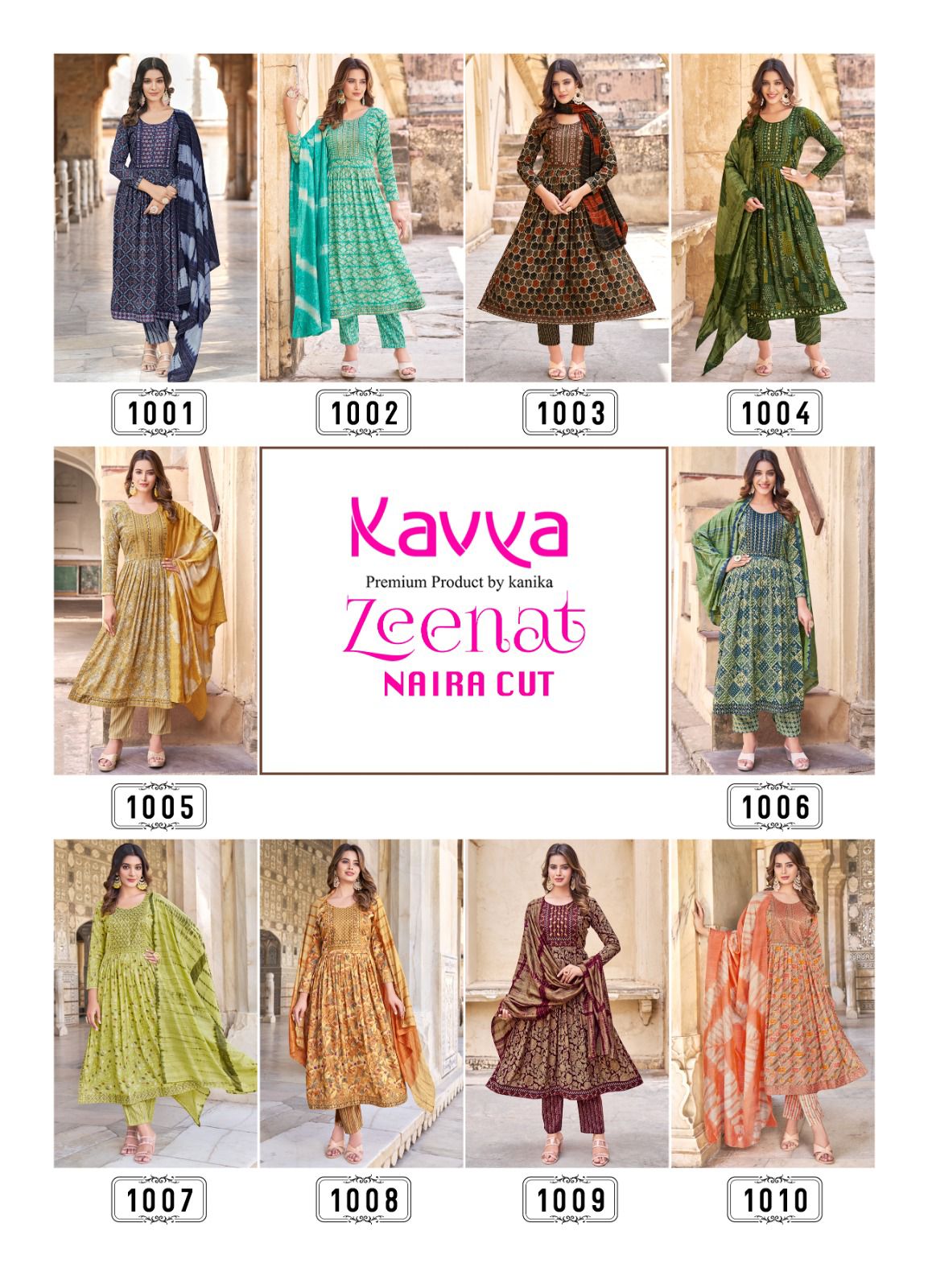 Kavya Zeenat Vol 1 Naira Cut Kurti Bottom Dupatta Catalog collection 15