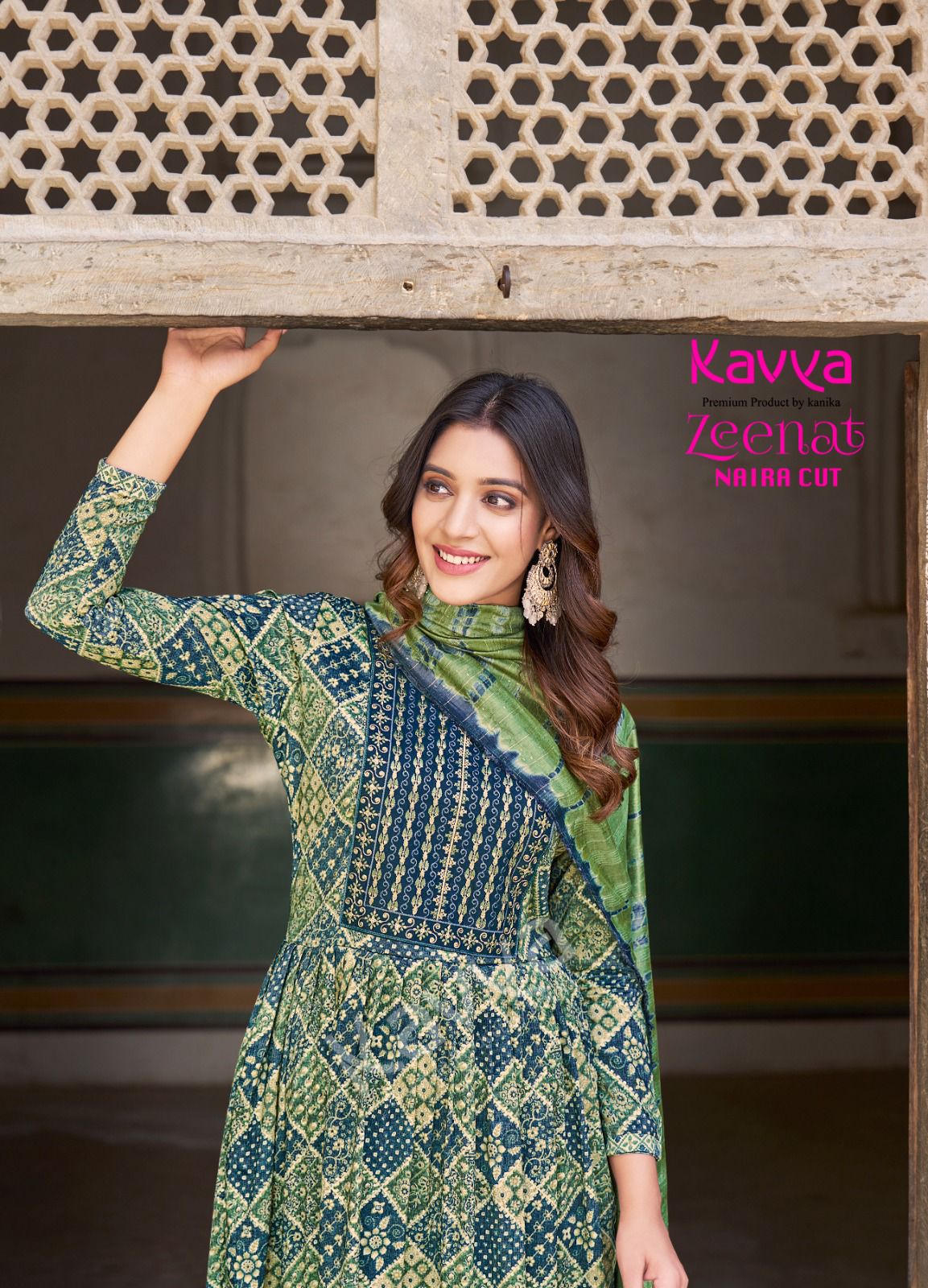 Kavya Zeenat Vol 1 Naira Cut Kurti Bottom Dupatta Catalog collection 9