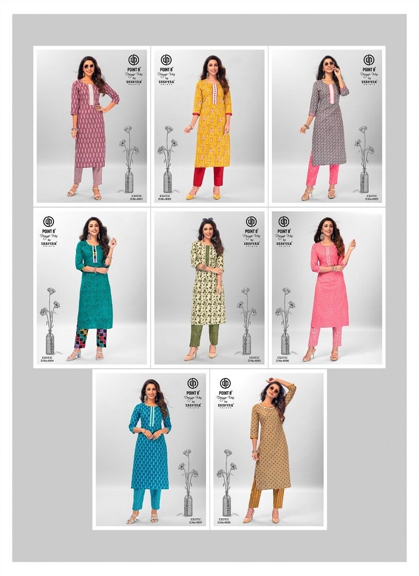Deeptex Point 8 Exotic Vol 4 Kurtis With Bottom Catalog collection 8