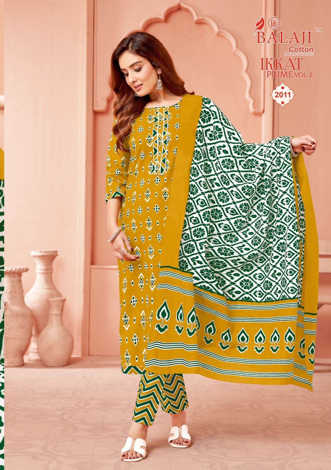 Balaji Cotton Ikkat Prime Vol 2 Readymade Dress Catalog collection 12