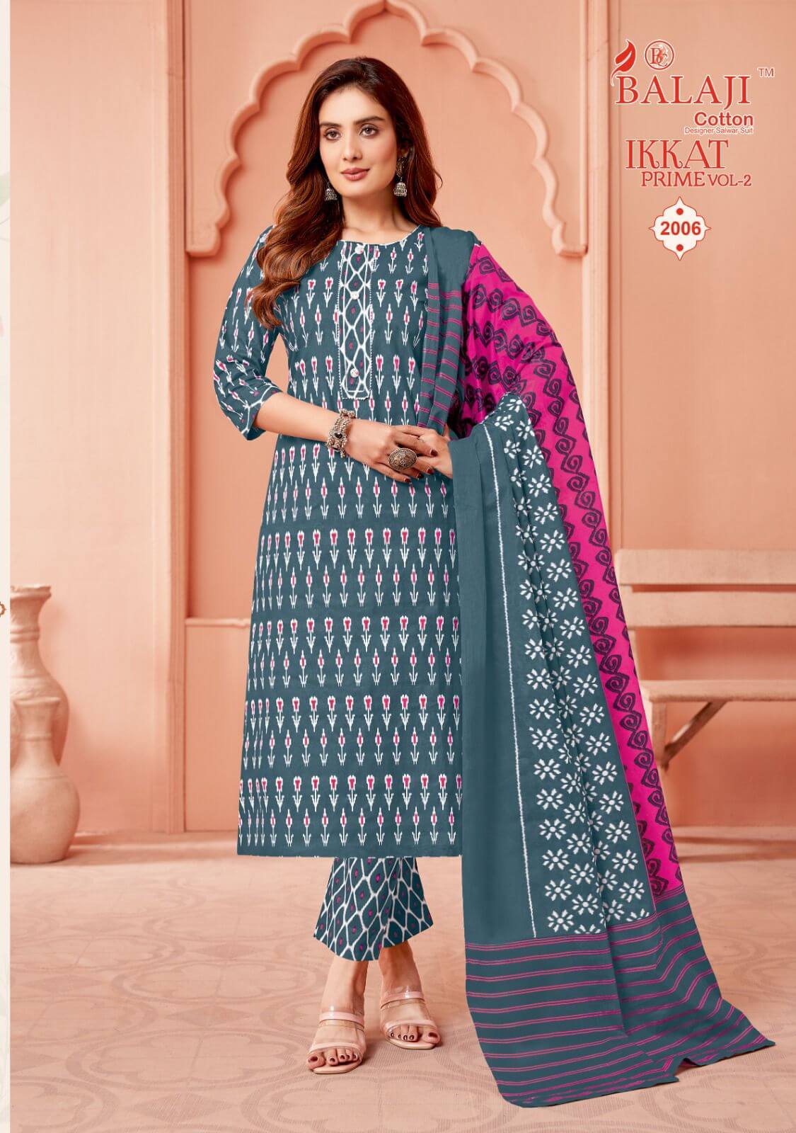 Balaji Cotton Ikkat Prime Vol 2 Readymade Dress Catalog collection 8