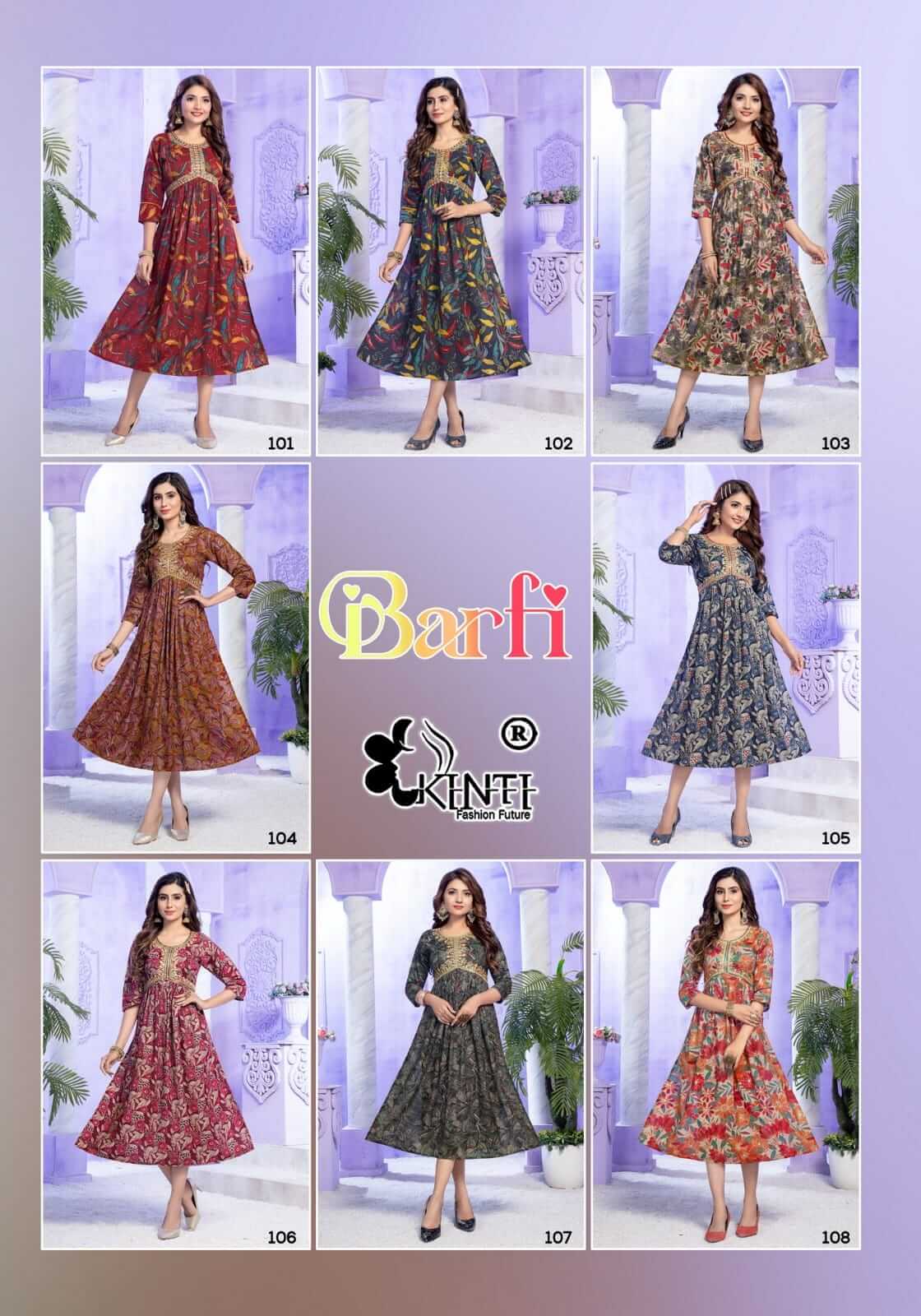 Kinti Barfi Naira Cut Kurti Catalog at Wholesale Rate collection 10