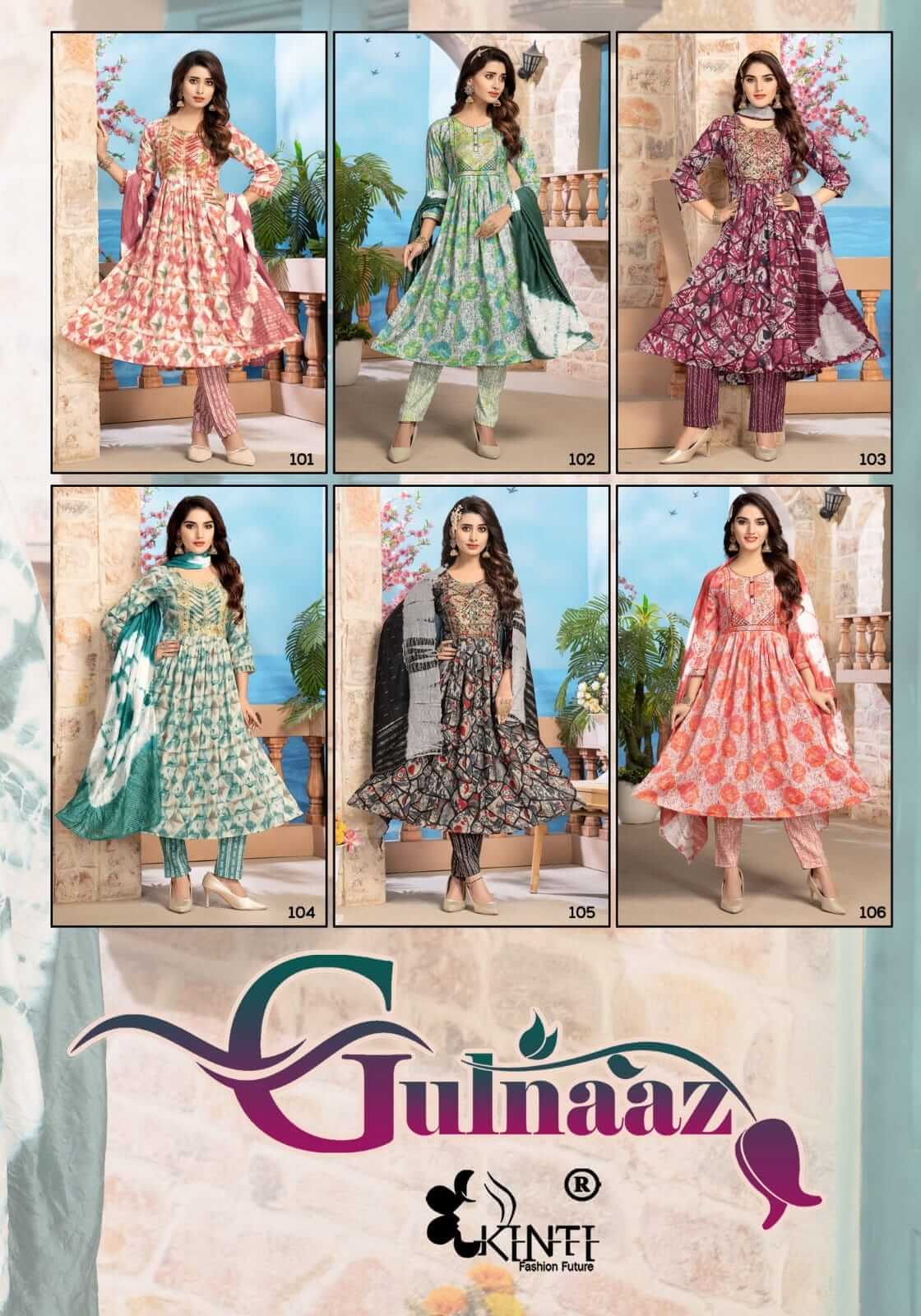 Kinti Gulnaaz Naira Cut Kurti with Bottom and Dupatta collection 11