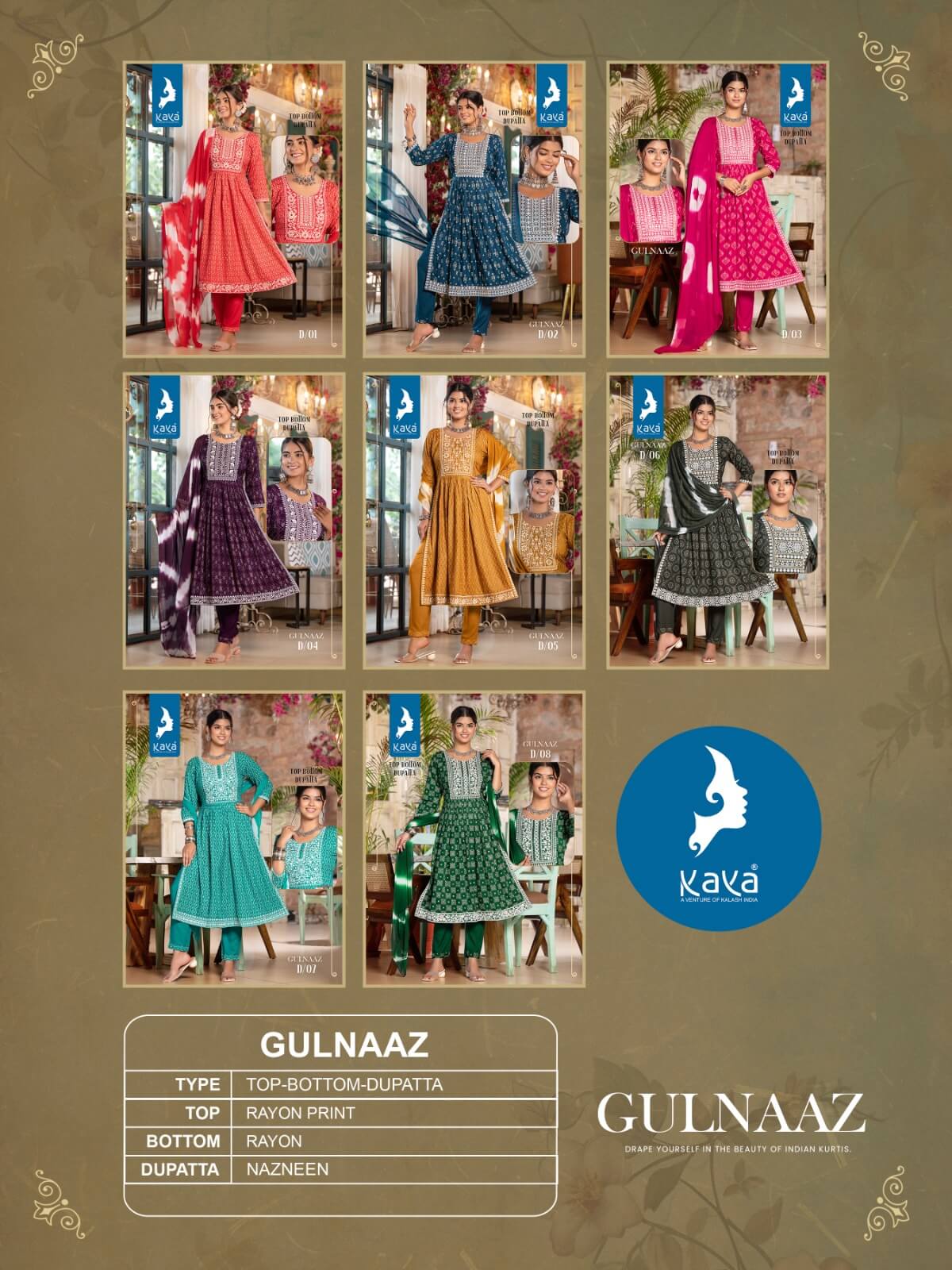 Kaya Gulnaaz Naira Cut Kurti with bottom and Dupatta collection 1