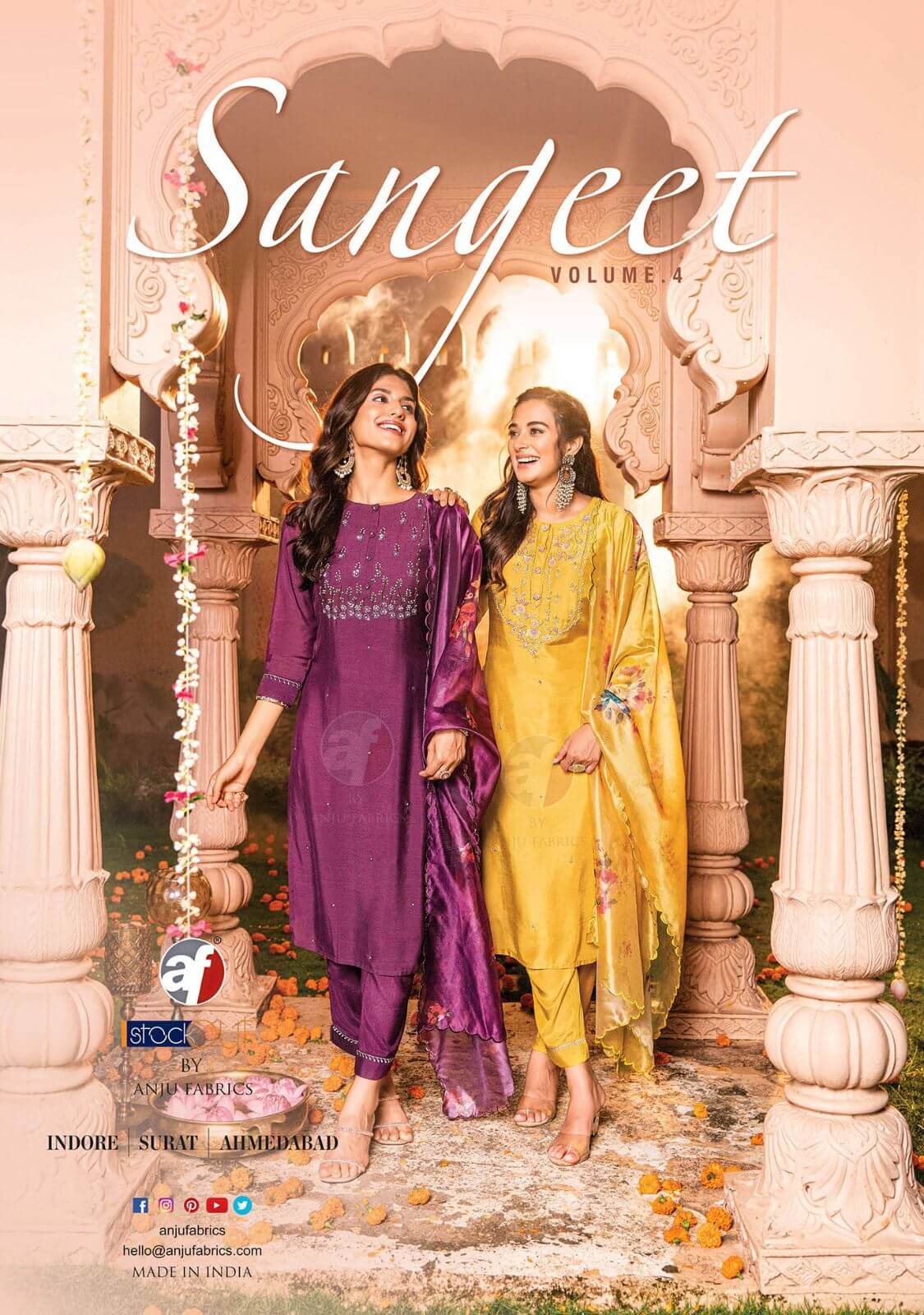 Anju Fabrics Sangeet vol 4 Kurti with Dupatta and Pant collection 3
