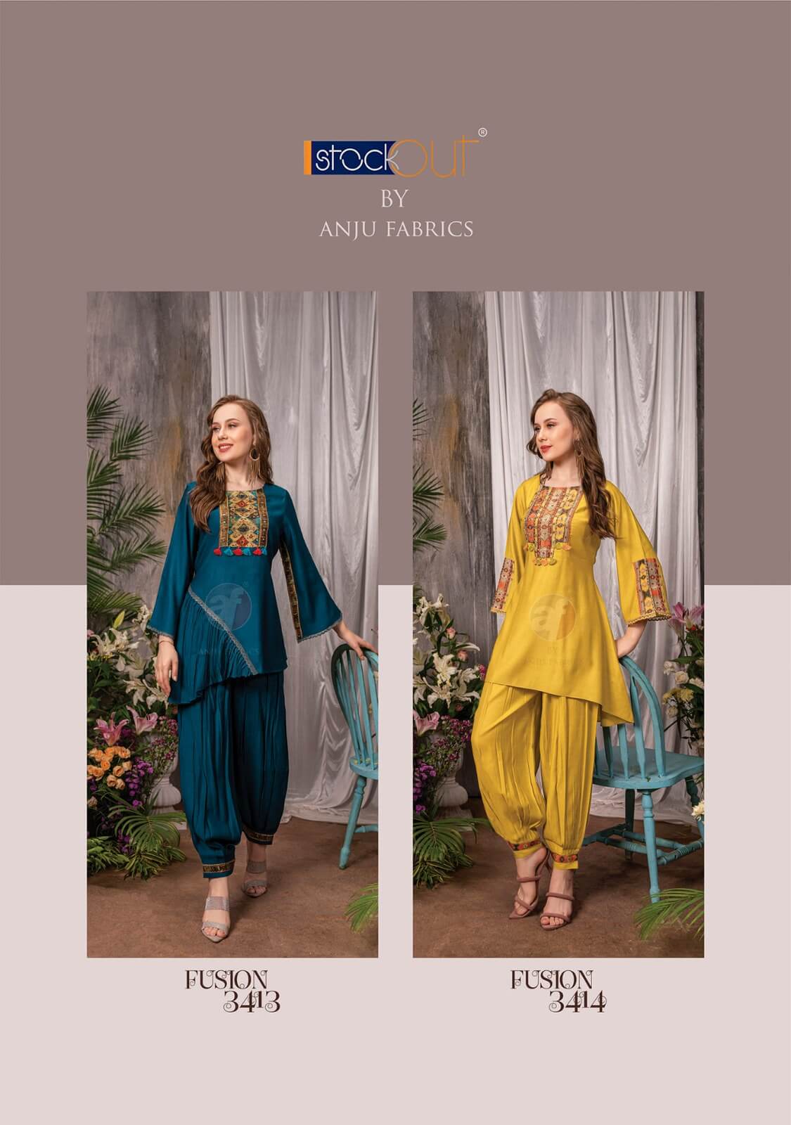 Anju Fabrics Fusion Vol 3 Kurtis with bottom collection 1