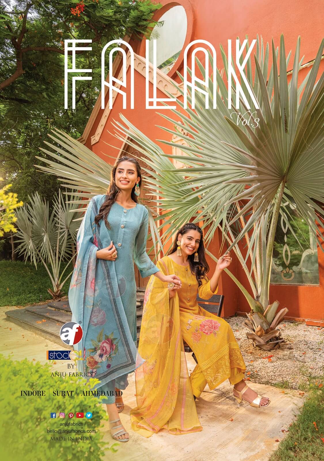 Anju Fabrics Falak vol 3 Georgette Kurti with Pant Dupatta collection 8