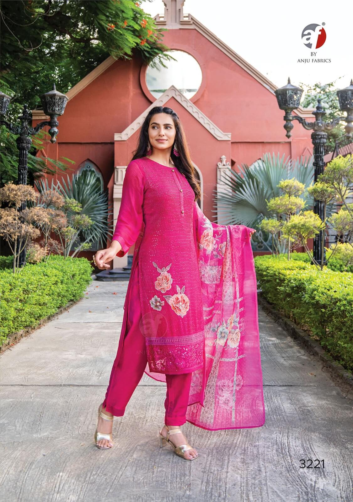 Anju Fabrics Falak vol 3 Georgette Kurti with Pant Dupatta collection 10