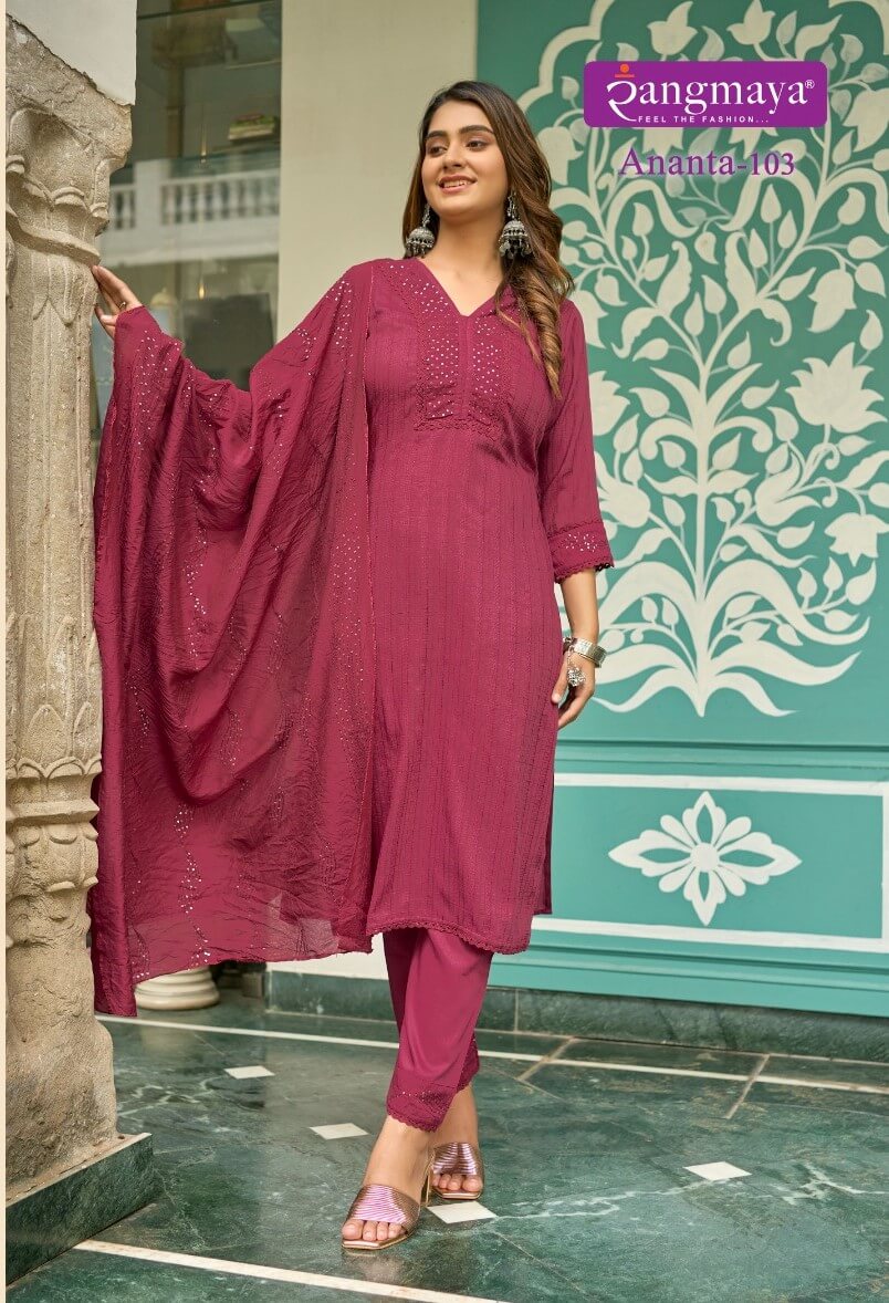 Rangmaya Ananta Kurti with Pant and Dupatta collection 10