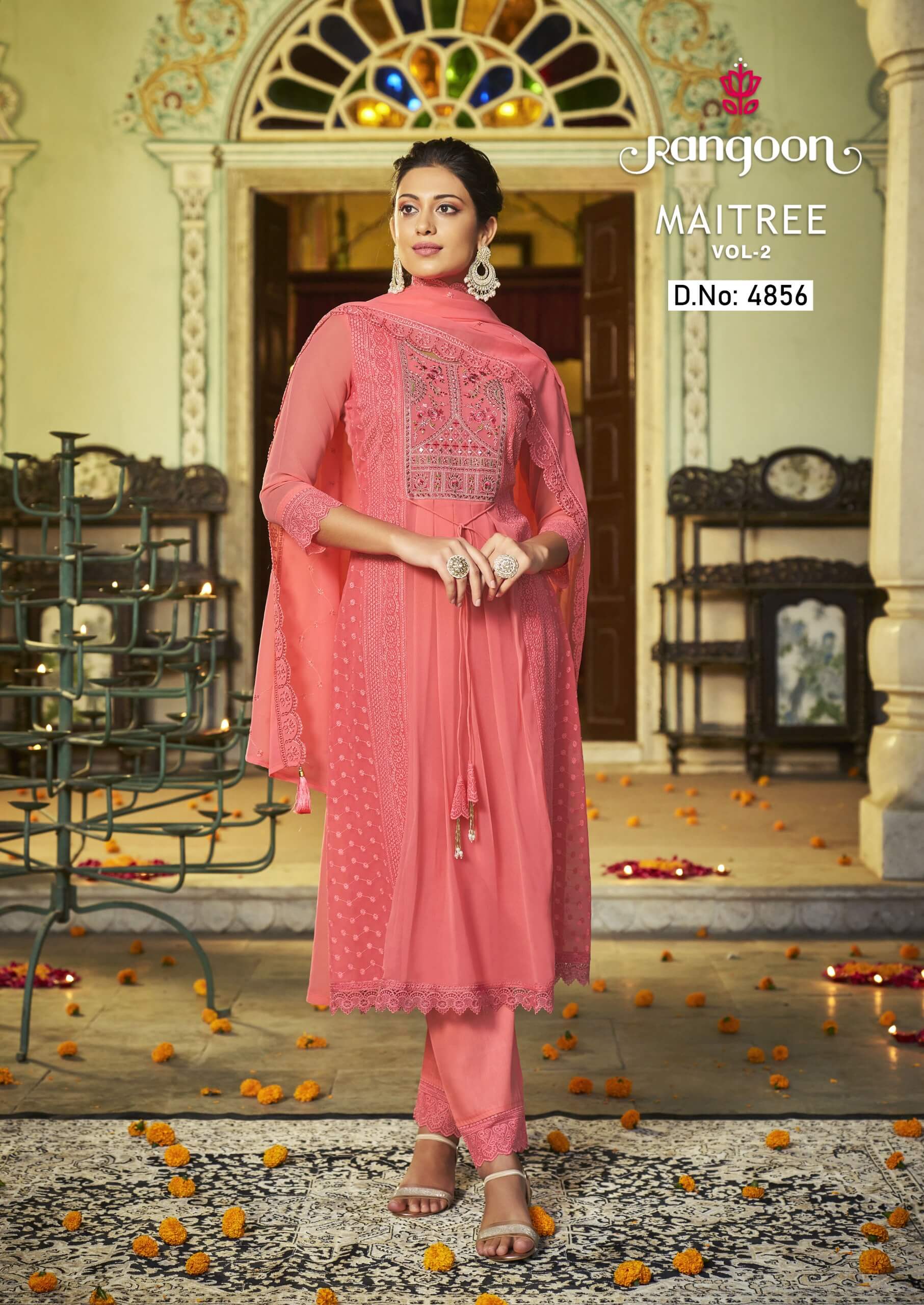 Rangoon Maitree vol 2 Georgette Kurti with Pant and Dupatta collection 2