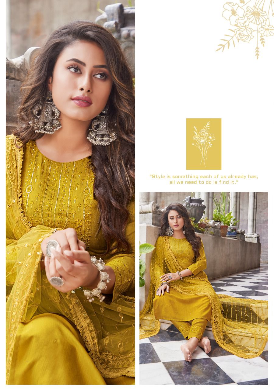 Ladies Flavour Yellow Designer Single Piece Suits collection 1