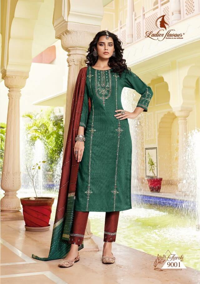 Ladies Flavour Green With Maroon Single Piece Suits collection 2