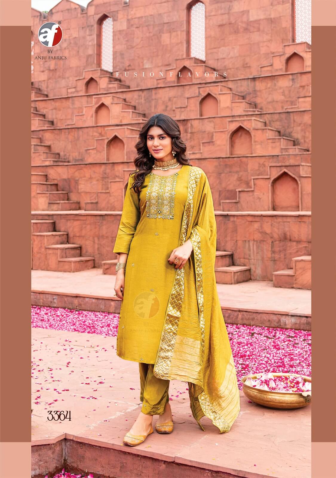 Anju Fabrics yellow Single piece suits Catalog at Wholesale Rate collection 1