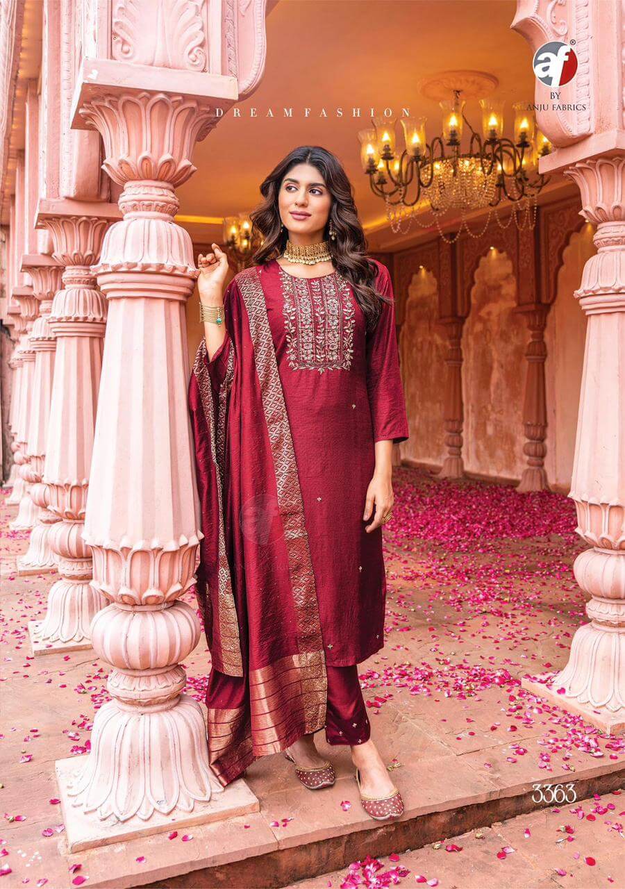 Anju Fabrics maroon Single piece suits Catalog at Wholesale Rate collection 1
