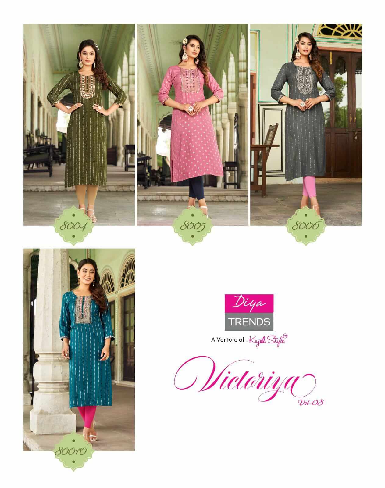 Diya Trends Victoria Vol 8 Rayon Kurti Catalog collection 1