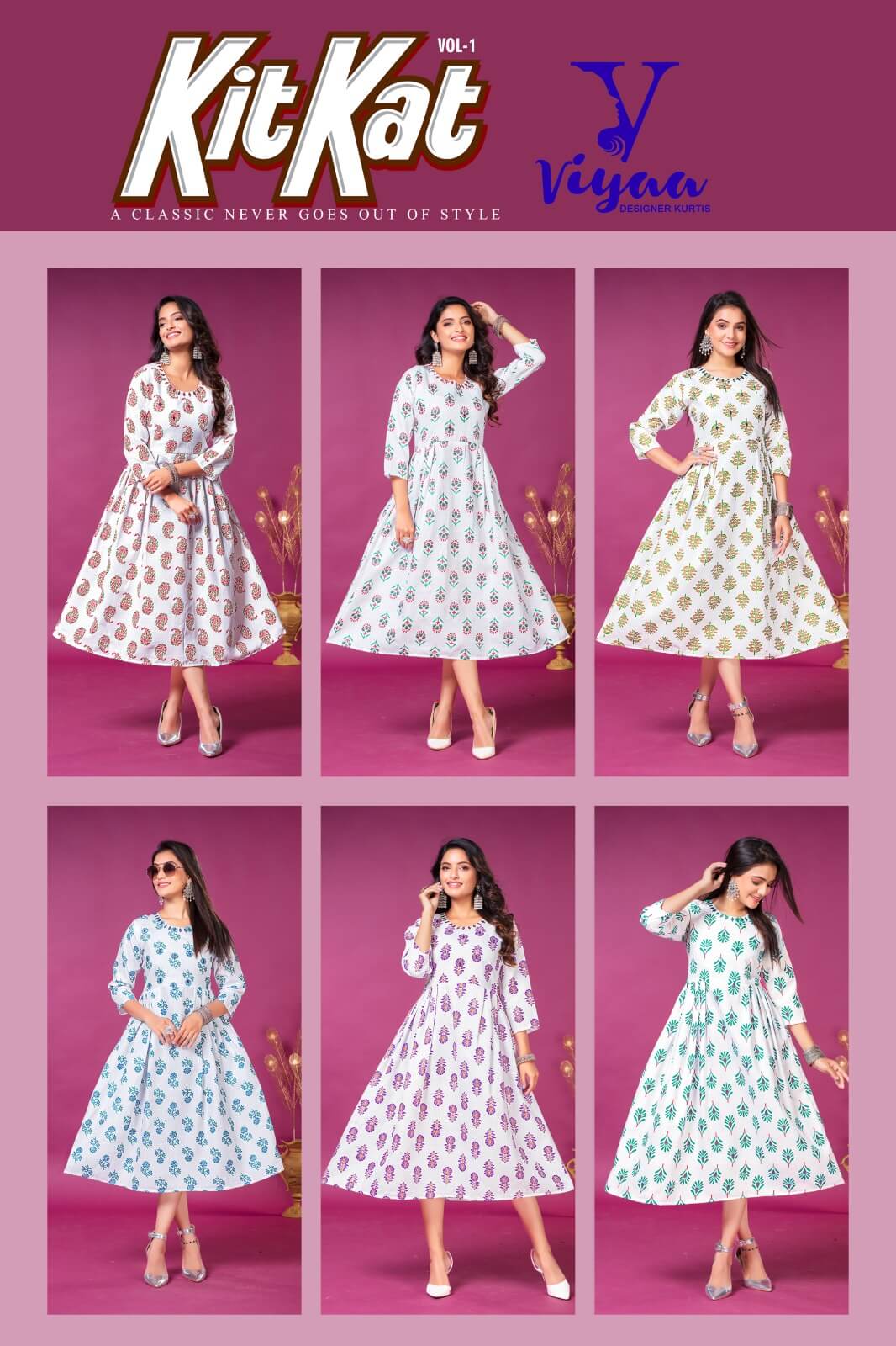 Viyaa Designer Kit Kat A Line Kurti Catalog collection 8