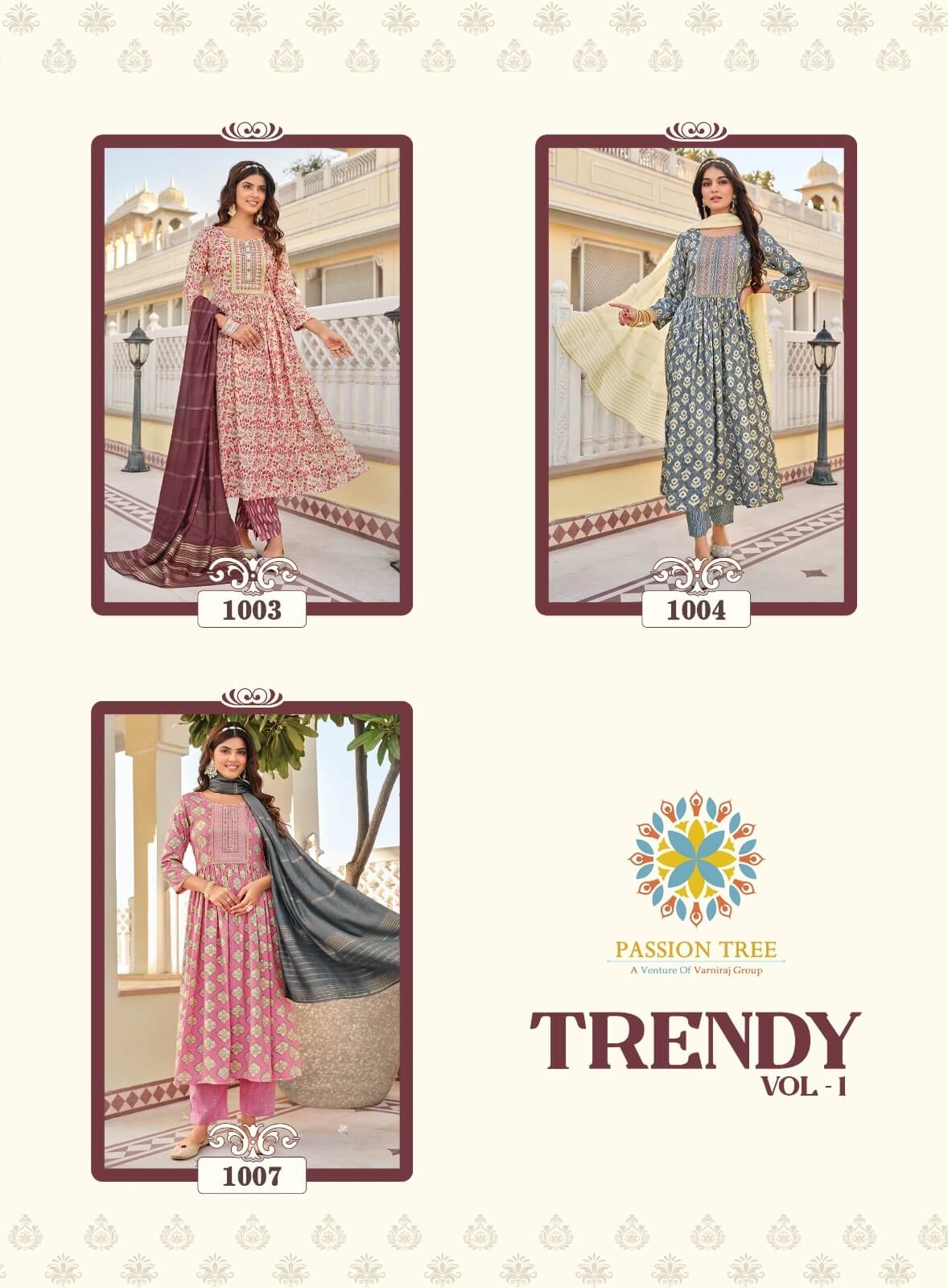 Passion Tree Trendy Vol 1 Naira Cut Kurti Bottom Dupatta Catalog collection 11