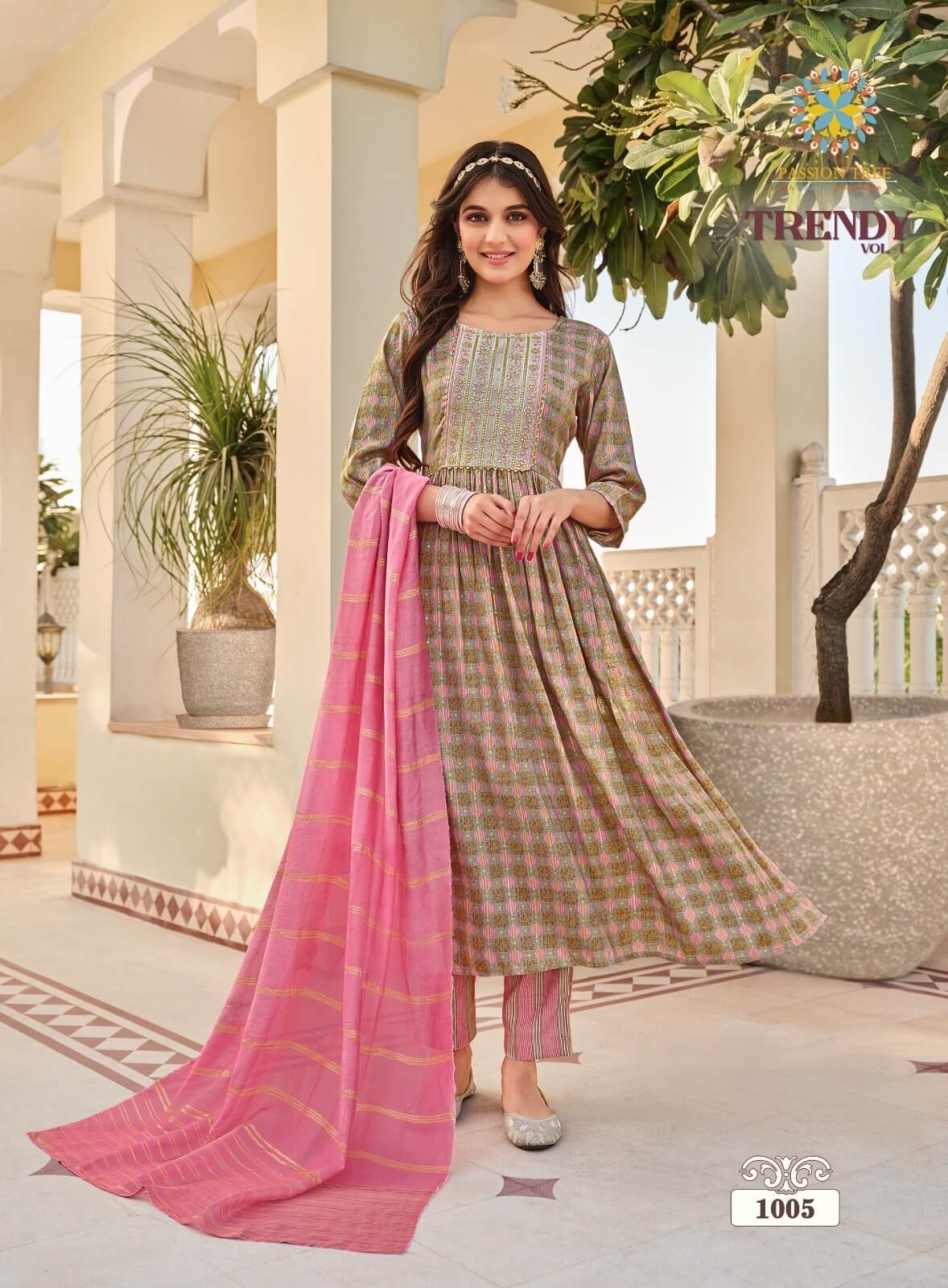 Passion Tree Trendy Vol 1 Naira Cut Kurti Bottom Dupatta Catalog collection 6