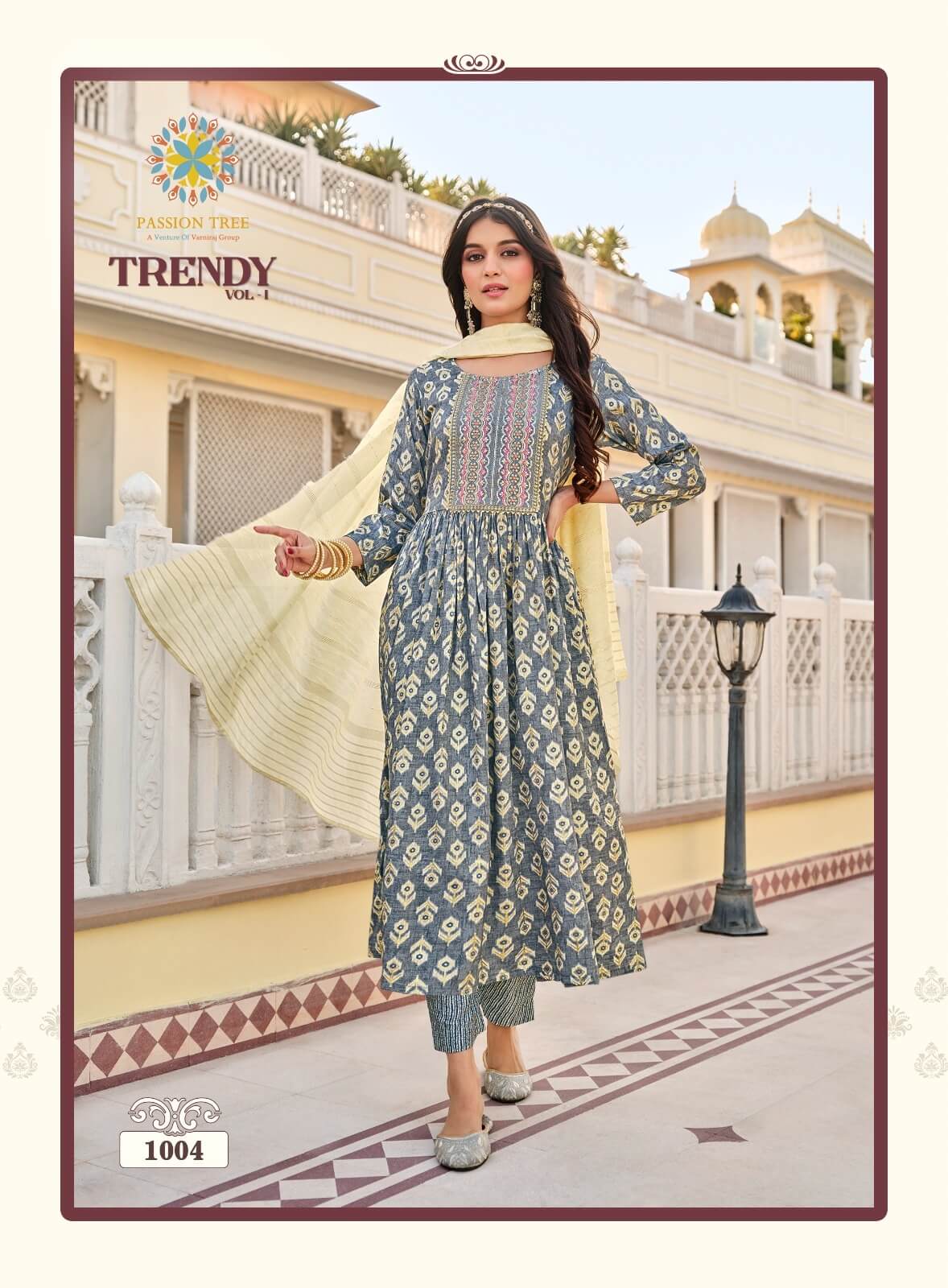 Passion Tree Trendy Vol 1 Naira Cut Kurti Bottom Dupatta Catalog collection 5