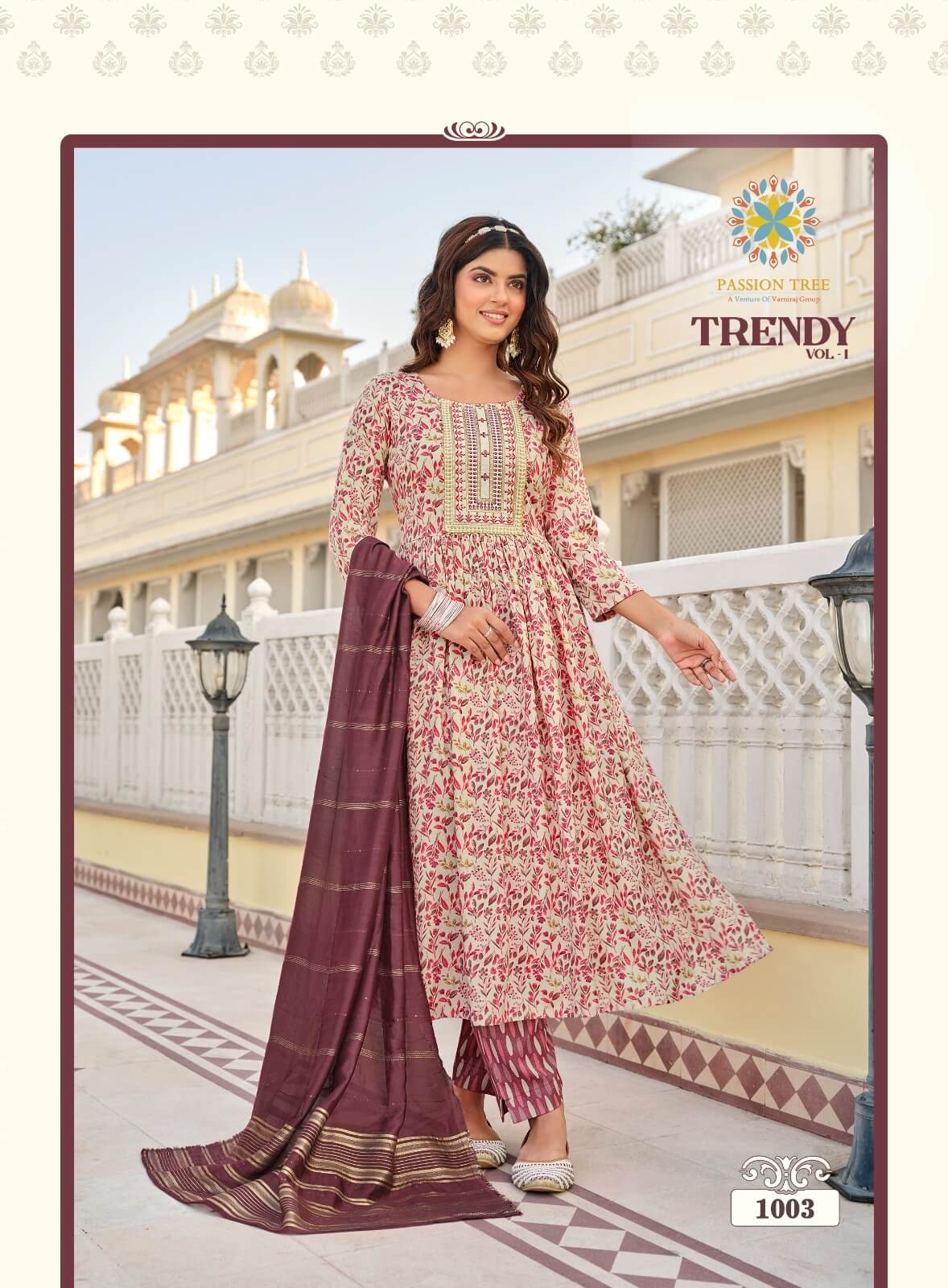 Passion Tree Trendy Vol 1 Naira Cut Kurti Bottom Dupatta Catalog collection 7