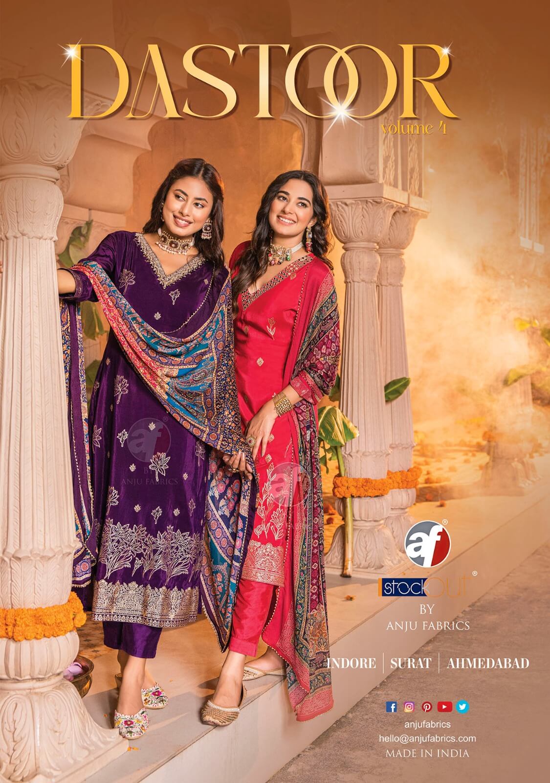 Anju Fabrics Dastoor Vol 4 Designer Wedding Party Salwar Suits collection 12