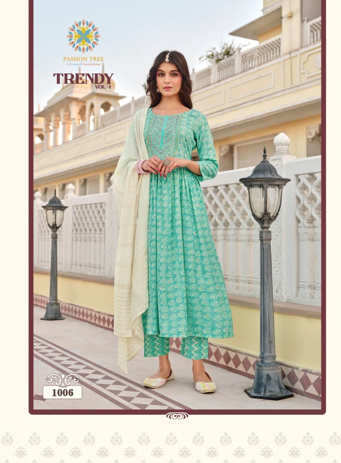 Passion Tree Trendy Vol 1 Naira Cut Kurti Bottom Dupatta Catalog collection 10