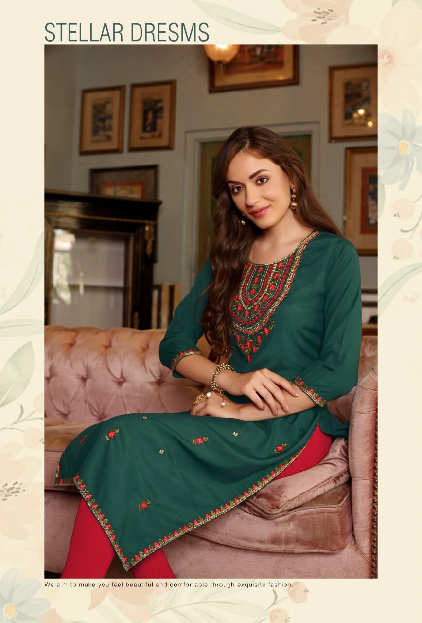 Rangmaya Laveena Embroidery Kurti Catalog collection 7