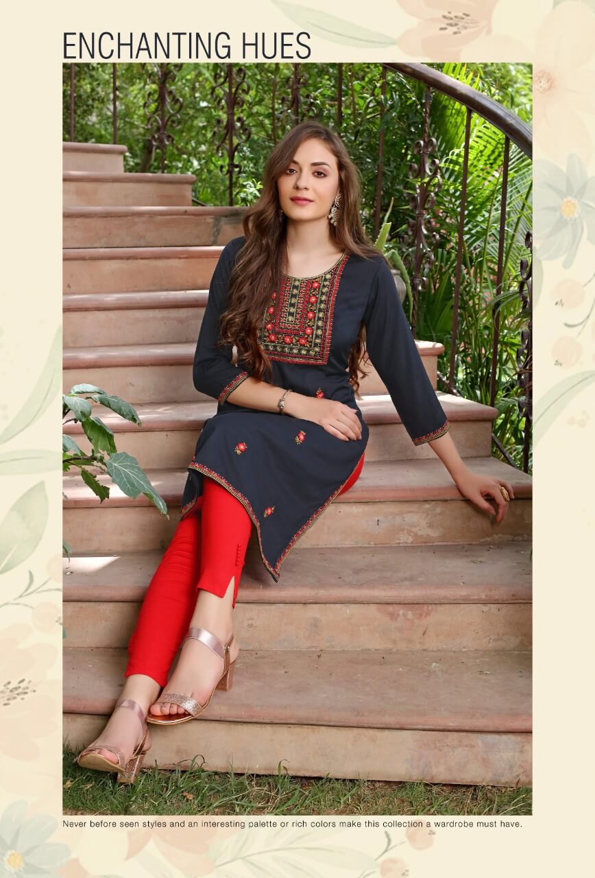 Rangmaya Laveena Embroidery Kurti Catalog collection 8