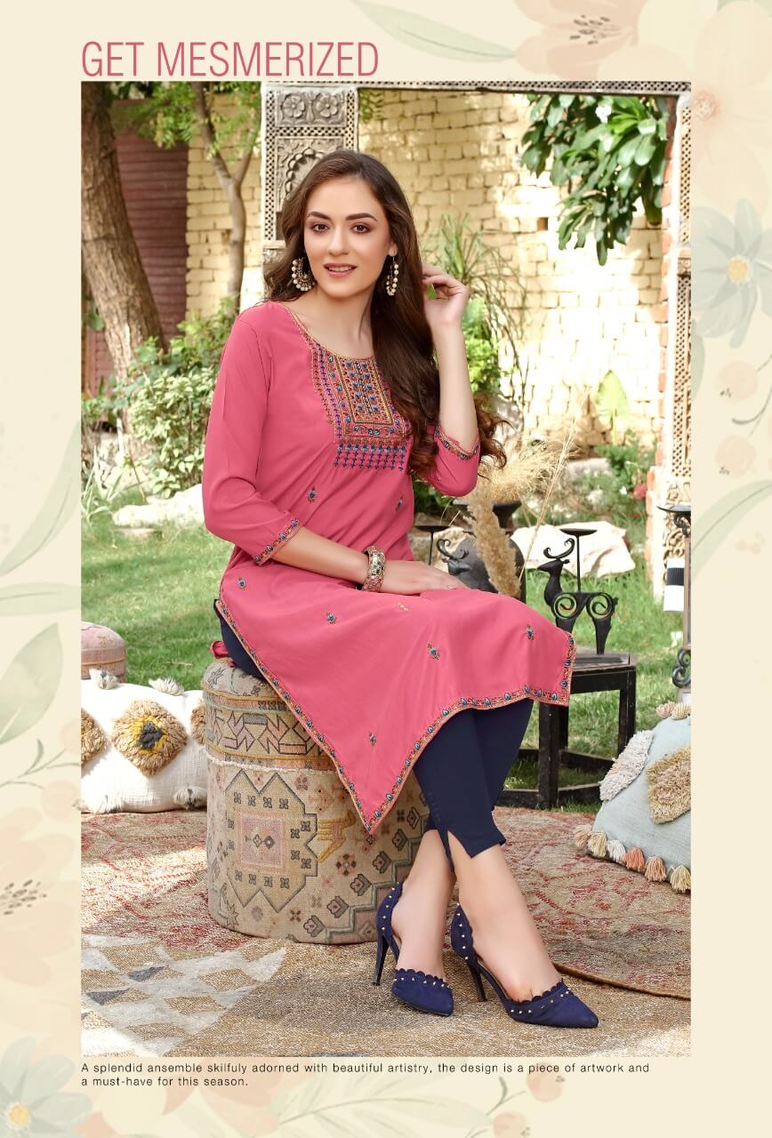 Rangmaya Laveena Embroidery Kurti Catalog collection 5