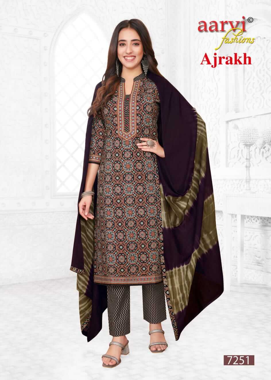 Aarvi Fashions Ajrakh Vol 2 Cotton Salwar Kameez Catalog collection 13