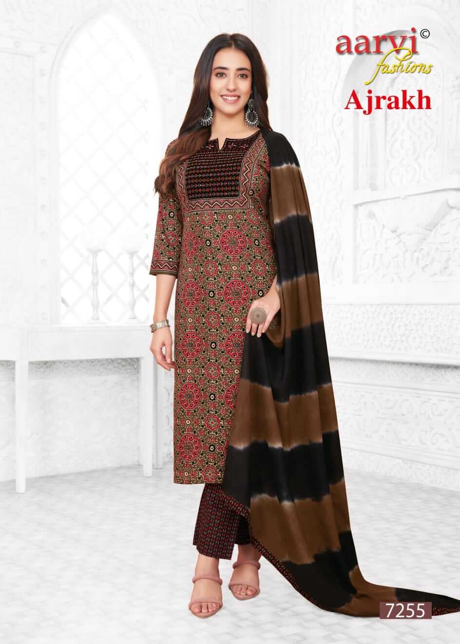 Aarvi Fashions Ajrakh Vol 2 Cotton Salwar Kameez Catalog collection 9