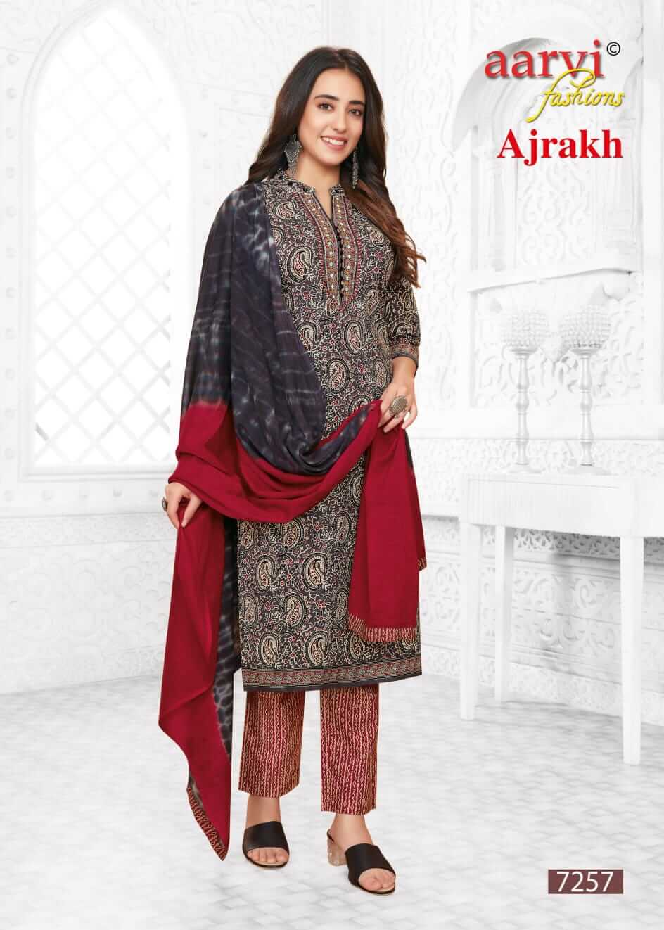 Aarvi Fashions Ajrakh Vol 2 Cotton Salwar Kameez Catalog collection 14