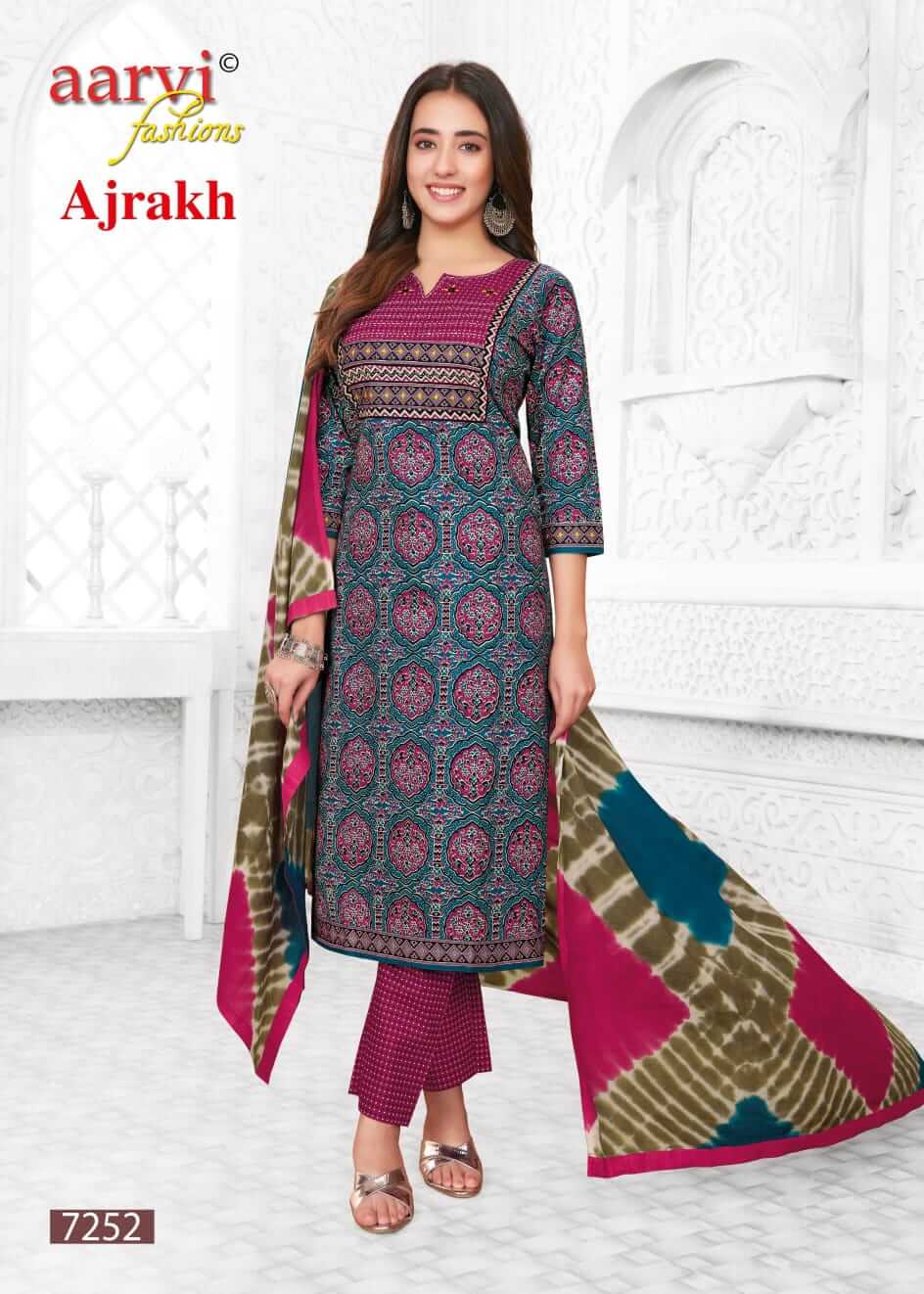 Aarvi Fashions Ajrakh Vol 2 Cotton Salwar Kameez Catalog collection 5