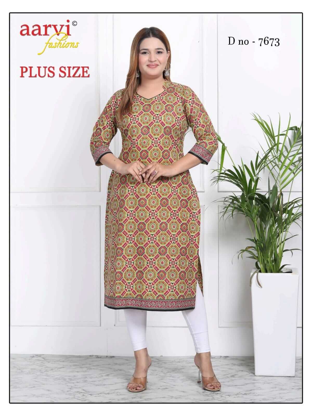 Aarvi Fashions Plus Size Vol 3 Cotton Kurtis Catalog collection 7