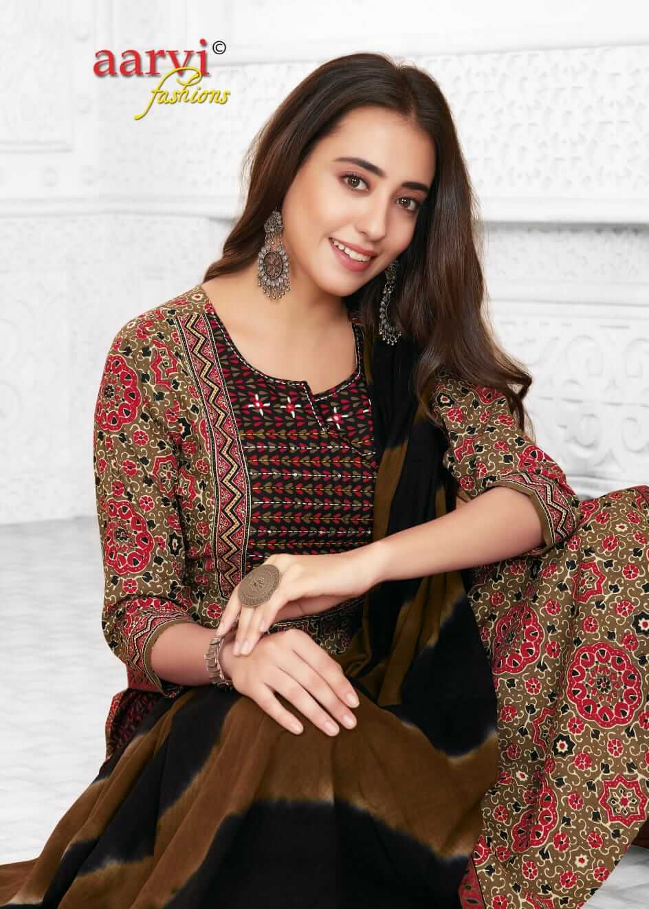 Aarvi Fashions Ajrakh Vol 2 Cotton Salwar Kameez Catalog collection 8