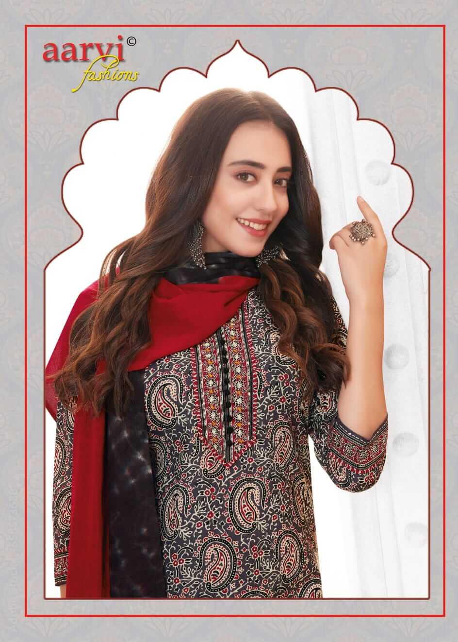 Aarvi Fashions Ajrakh Vol 2 Cotton Salwar Kameez Catalog collection 10